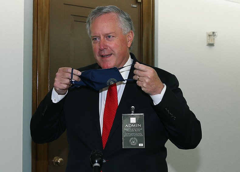 Mark Meadows, Who was with Infected Trump, Refuses to Wear
Mask While Speaking With Reporters 1