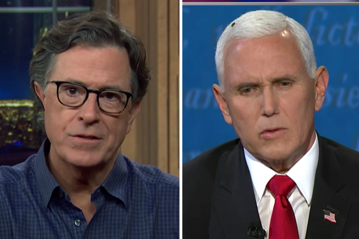 Stephen Colbert Sends “Thoughts and Prayers” to the Fly on
Pence’s Head: “It’s Got to Quarantine for Two Weeks Now” 1