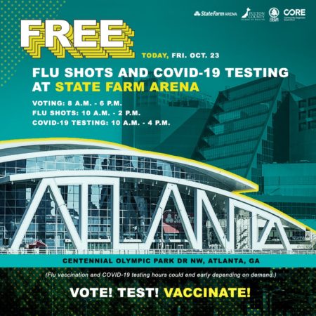 State Farm Arena offering free COVID-19 tests, flu shots
along with early voting 1