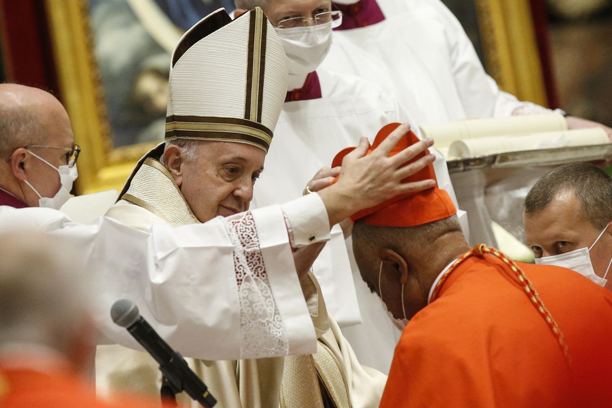 Pope installs first Black American cardinal in ceremony
marked by face masks, quarantines, and a warning against
‘corruption in the priestly life’ 1 Pope installs first Black American cardinal in ceremony
marked by face masks, quarantines, and a warning against
‘corruption in the priestly life’ 1