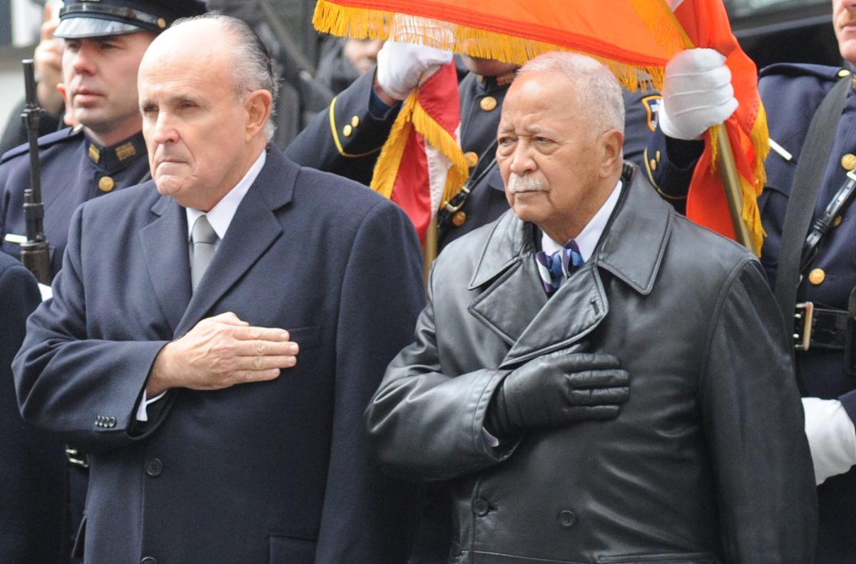 Rudy Giuliani honors David Dinkins in death but led racist
rally against him in office 1 Rudy Giuliani honors David Dinkins in death but led racist
rally against him in office 1