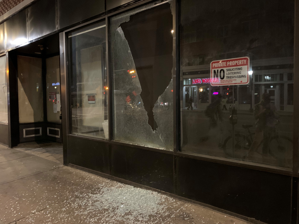 Eight arrested after protest march, night of vandalism on
East Colfax Avenue in Denver 1