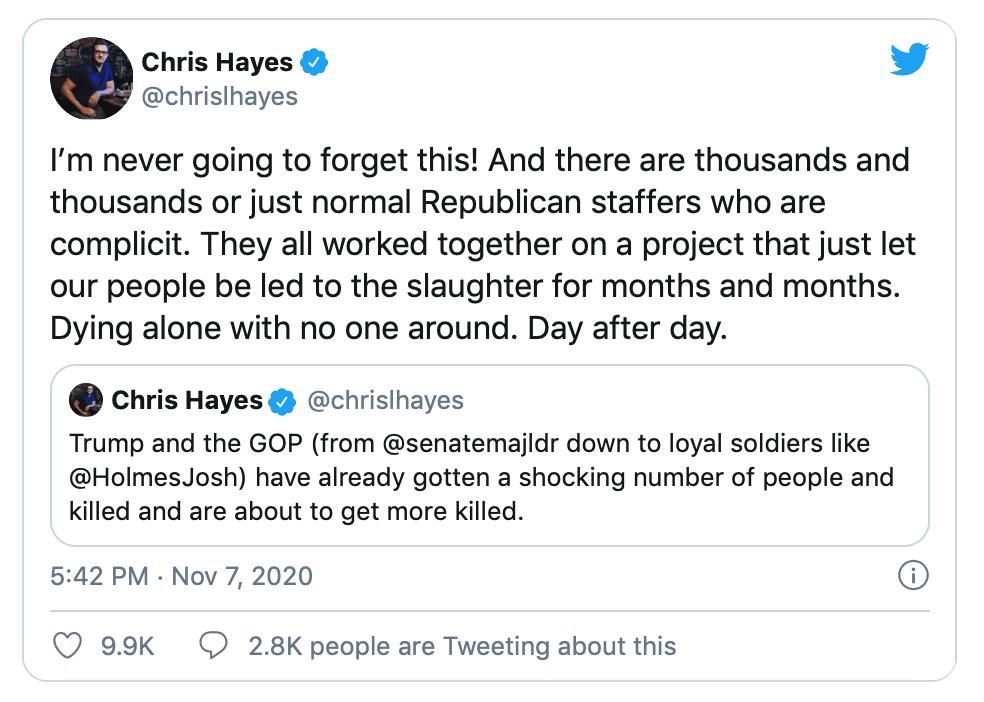 MSNBC's Chris Hayes Deletes Tweets Calling 'Thousands' of
Republicans 'Complicit' in Coronavirus 1