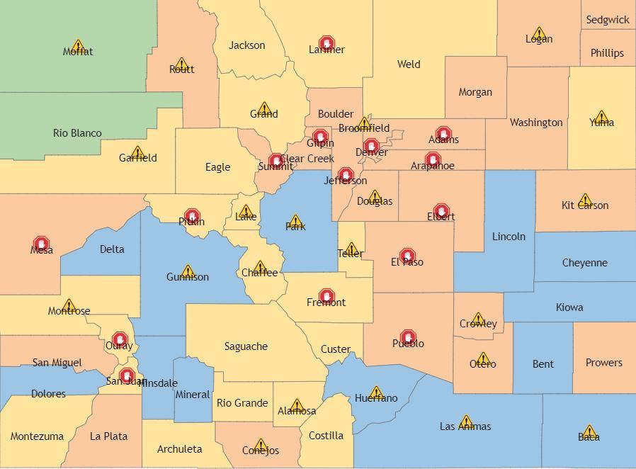 Colorado tightens COVID-19 restrictions in 12 more counties
as infections, hospitalizations reach new levels 1