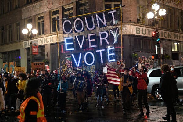Protests Over Vote Count Sweep Through Minneapolis, Portland
and Other Cities 1