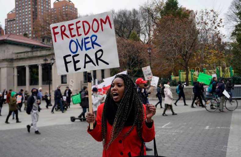Anti-Lockdown Protesters Burn Masks in Manhattan as New York
Daily COVID Cases Highest Since April 1