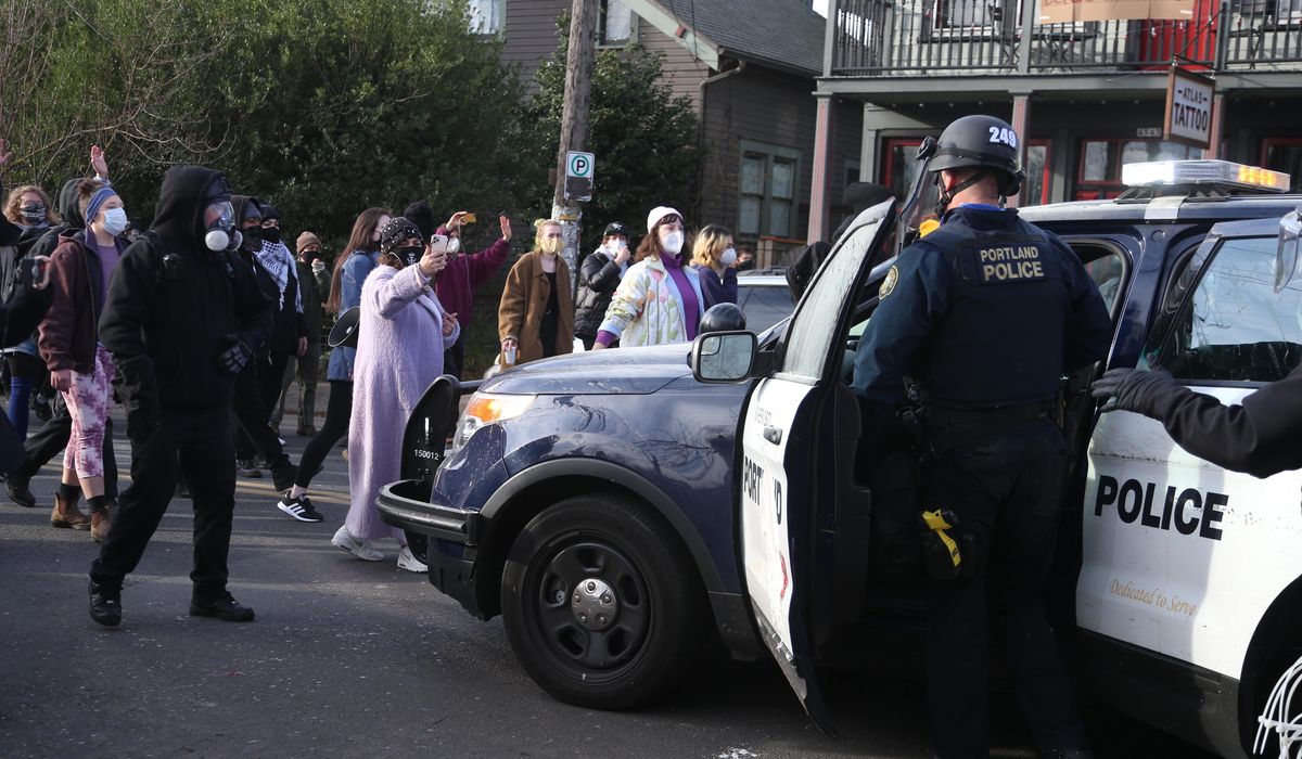 Portland police and protestors clash in broad
daylight 1