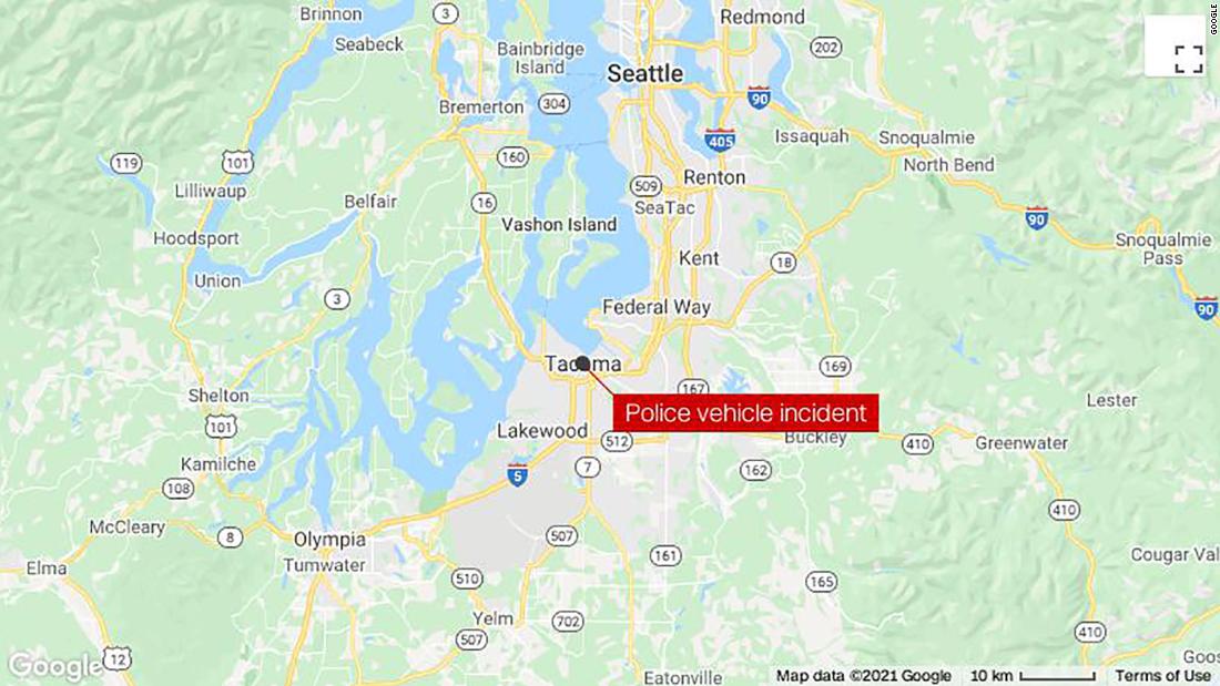 Police officer drives through crowd, leaving at least one
person injured, officials say 1