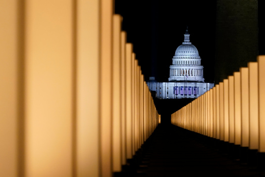 Photos: Nation lights up night to memorialize 400,000 killed
in coronavirus pandemic 1
