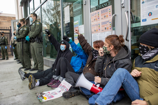 Protesters block courthouse, rally against evictions 1 Protesters block courthouse, rally against evictions 1