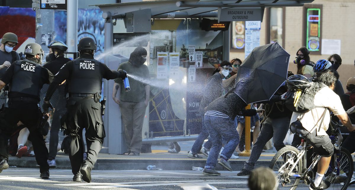Seattle must pay $82,000 to Black Lives Matter lawyers in
battle over police use of projectiles, pepper spray on peaceful
protesters 1 Seattle must pay $82,000 to Black Lives Matter lawyers in
battle over police use of projectiles, pepper spray on peaceful
protesters 1