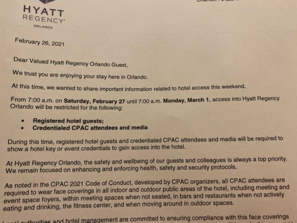 READ: CPAC Venue Demands Attendees Carry Their Papers, Will
Throw Them Out If They Take Off Masks 1