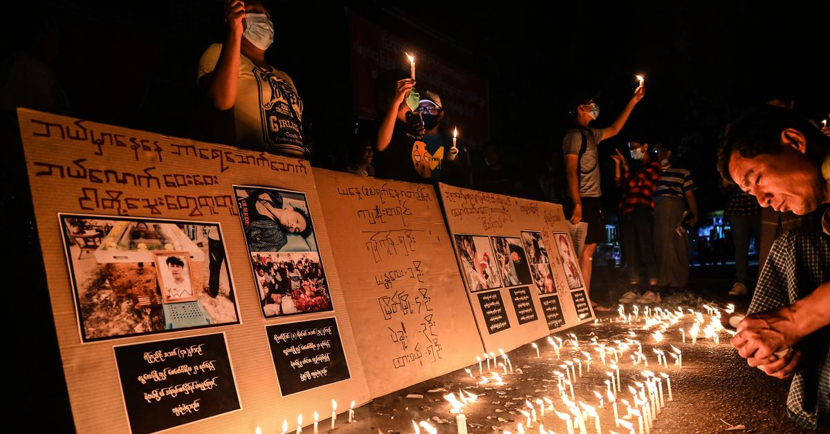 At least 18 protesters were killed amid intensifying
pro-democracy demonstrations in Myanmar 1