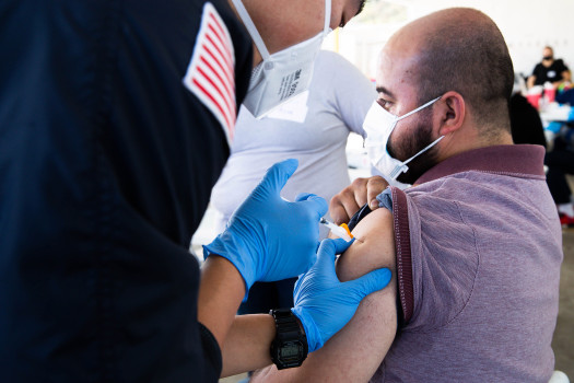 Farmworkers get coronavirus vaccines at on-site Santa Clara
County clinic 1