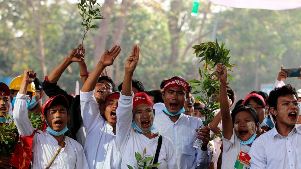 Protests swell after Myanmar junta raises specter of
force 1