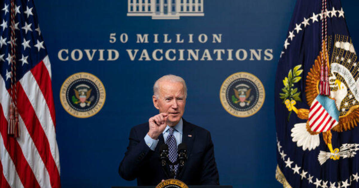 Biden administration marks 50 million coronavirus shots in
first five weeks in office 1