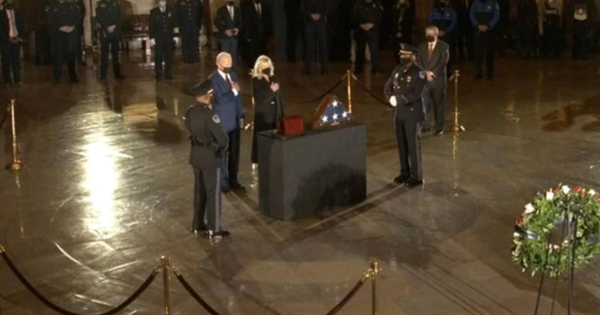 President Biden and first lady Jill Biden pay respects to
fallen Capitol Police officer 1