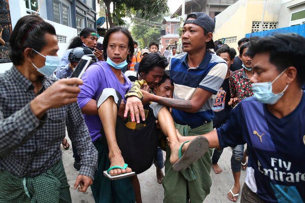 Myanmar Police Open Fire on Protesters, Killing 2 1