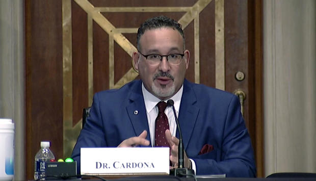 Cardona testifies on COVID and reopening schools at
confirmation hearing 1