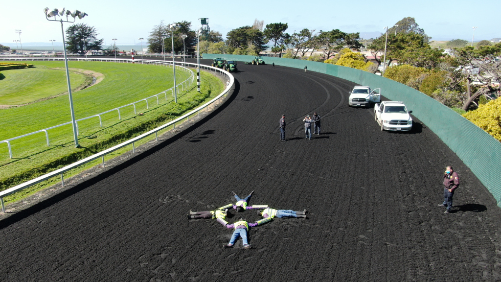 Protesters lock themselves together on Golden Gate Fields
track in bid against horse racing 1 Protesters lock themselves together on Golden Gate Fields
track in bid against horse racing 1
