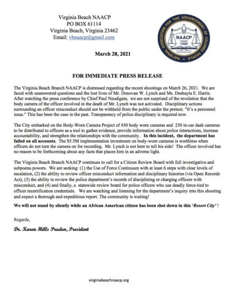 Virginia Beach NAACP Accuses Cops of Racism After Officer
Kills Armed Mass Shooting Suspect 1