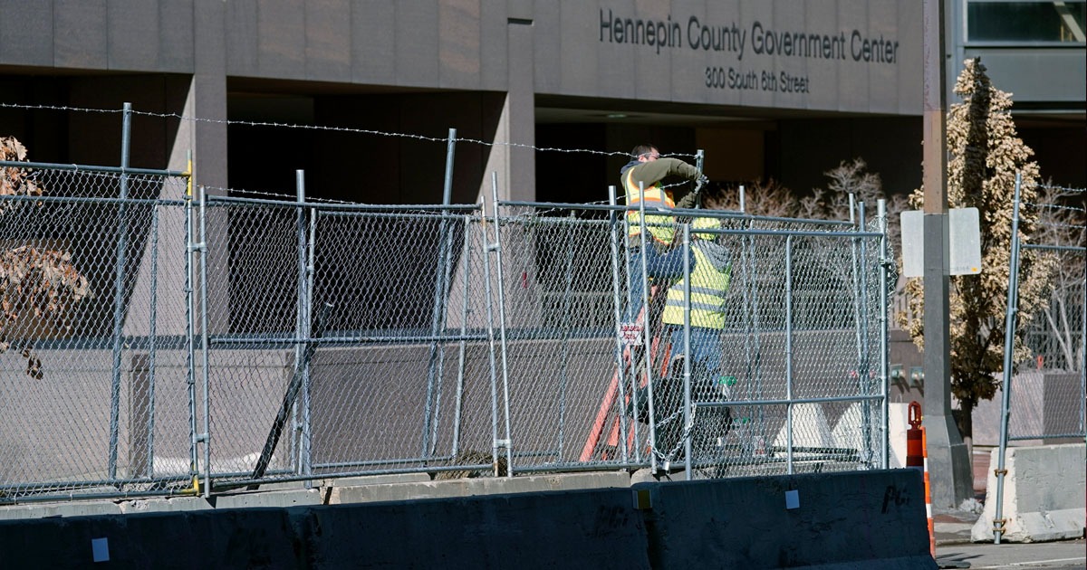 Minneapolis Courthouse Barricaded With Razor Wire, Steel
Fencing For George Floyd Murder Trial 1
