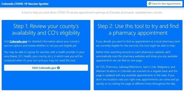 Volunteer builds website that finds Colorado COVID-19
vaccine appointments 1