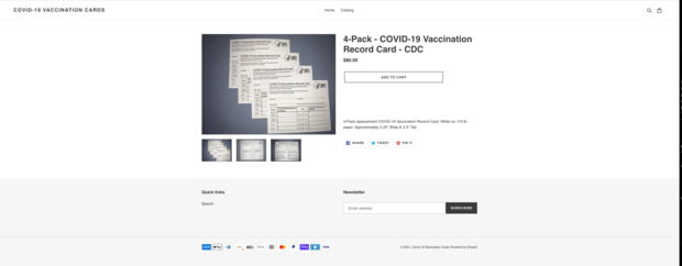 Scammers are selling fake COVID-19 vaccination cards
online 1