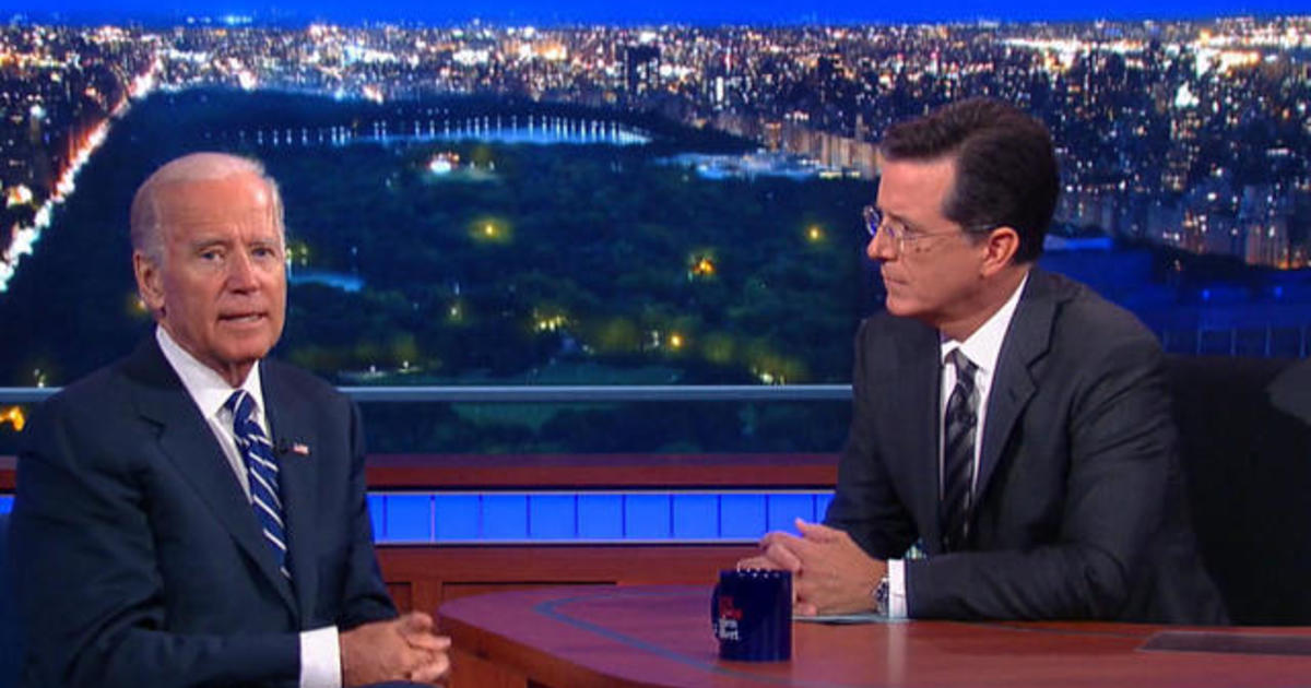 Emotional Biden opens up about son and 2016 on "Late Show"
with Colbert 1