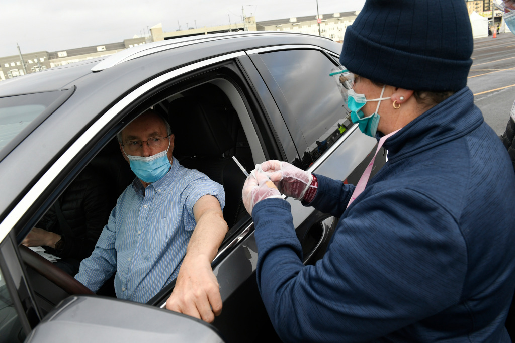 Mass vaccination site at Denver’s Ball Arena is now open,
but you’ll have to wait for an appointment 1