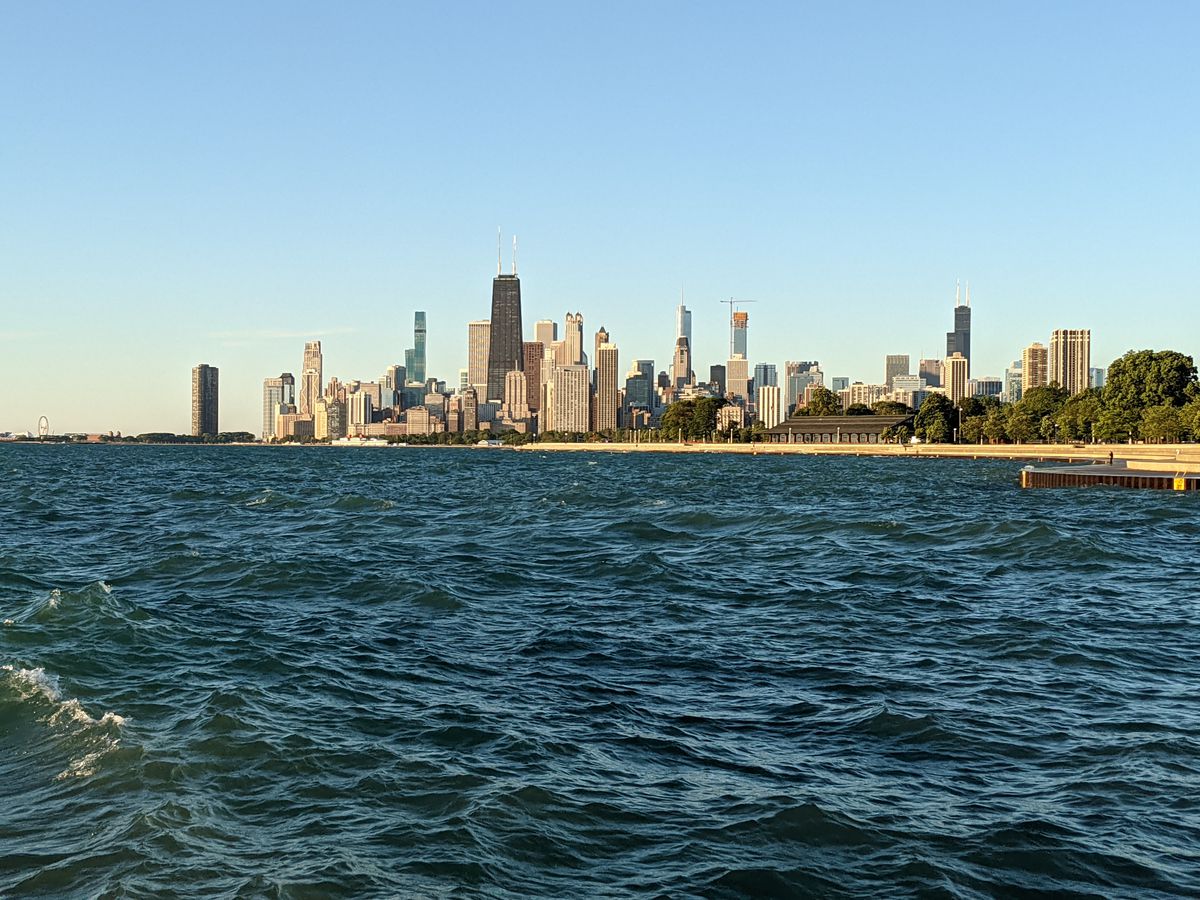 Opening day: Wandering Chicago lakefront hoping on perch,
more enjoying the morning than catching 1