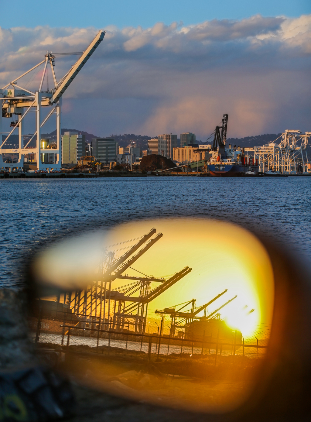 Demonstrators protest Israeli cargo ship at Port of
Oakland 1