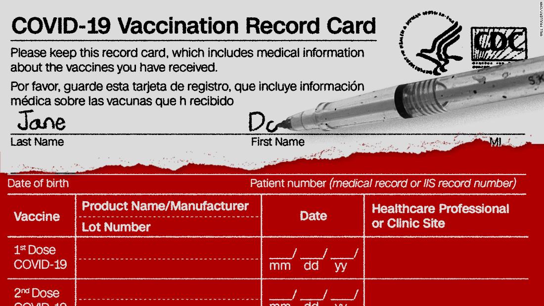 The CDC's Covid-19 vaccination card, annotated 1