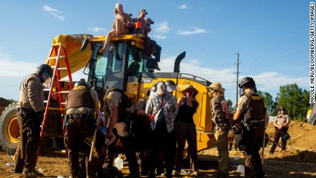 Protesters want a pipeline project shut down in Minnesota.
Some damaged the site and forced workers out, the company
says 1