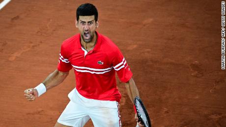 Novak Djokovic lets out guttural scream after setting up
French Open semifinal against Rafael Nadal 1