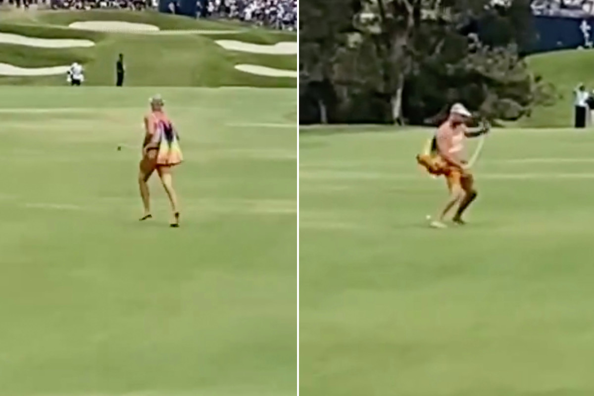Streaker runs onto US Open course and hits balls in crazy
video 1