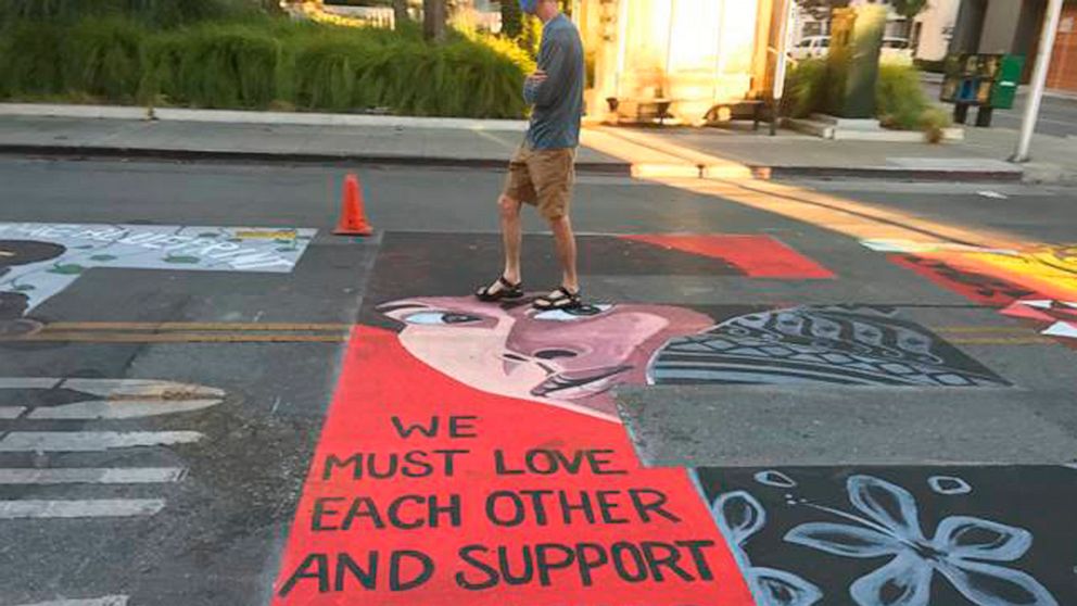 Officers sue California city over Black Lives Matter
mural 1