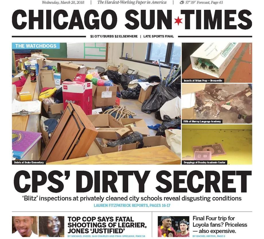 CPS poised to rehire Aramark to clean schools, despite
pledging not to — and company’s record of filthy schools 1