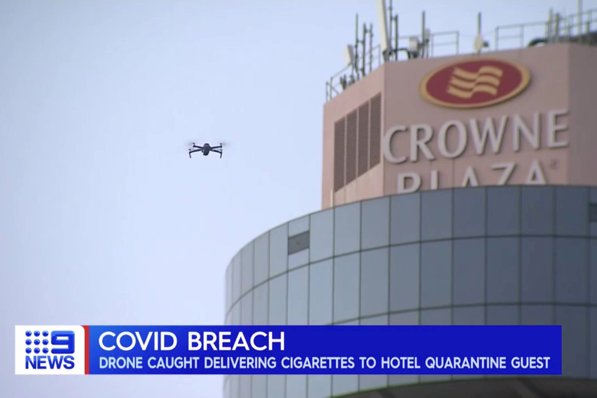 Women busted for drone cigarette delivery during hotel COVID
lockdown 1