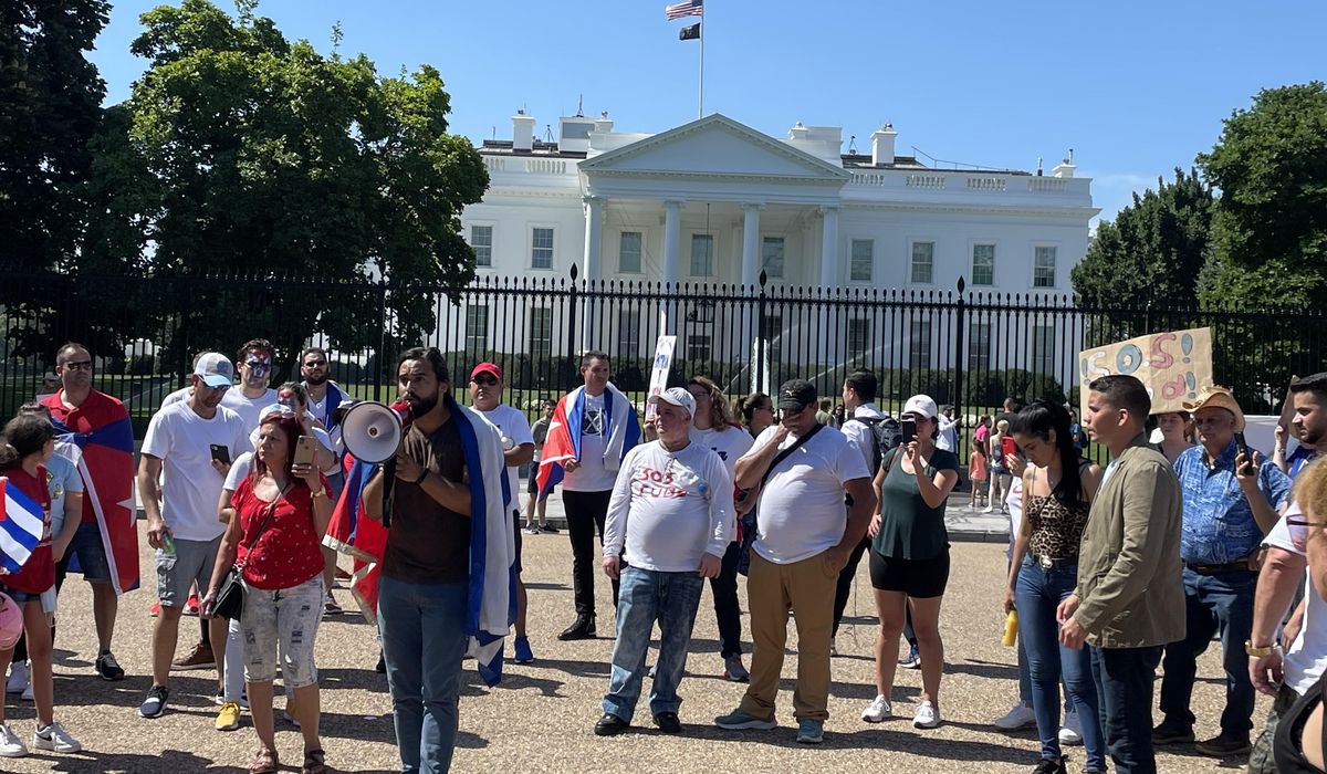 Cuban-Americans march to White House, demand Biden give
stronger support to protesters in Cuba 1 Cuban-Americans march to White House, demand Biden give
stronger support to protesters in Cuba 1