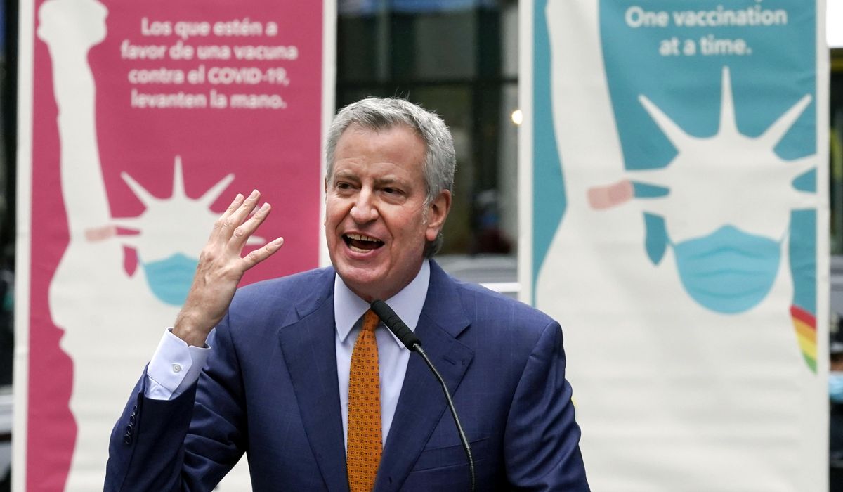 NYC Mayor Bill de Blasio says voices against the COVID-19
vaccinations are 'criminal' 1