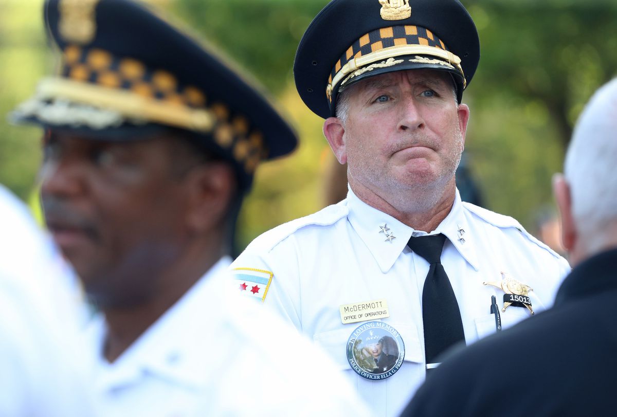 Community members gather in Morgan Park to pray for peace
and strength in vigil honoring Chicago police Officer Ella
French 1