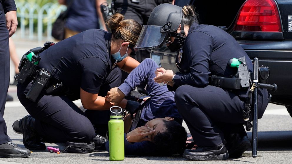 Man stabbed at LA anti-vaccination protest leaves
hospital 1