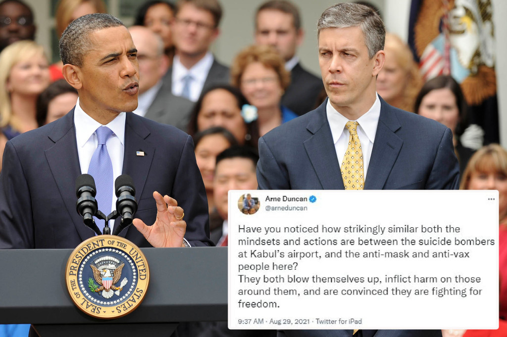 Ex-education secretary compares anti-maskers to Kabul
suicide bomber 1