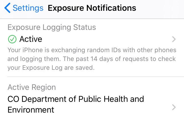 Coloradans can now “self-report” COVID-19 diagnosis to the
state’s exposure notification app 1
