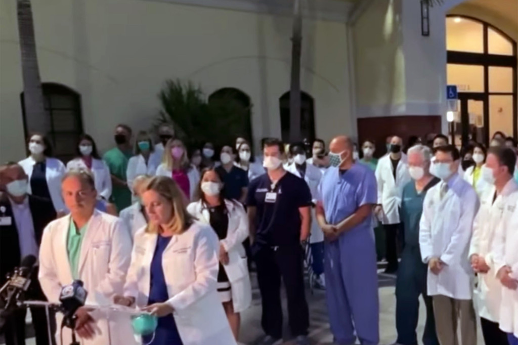 Florida doctors stage walk out to protest surge of
unvaccinated patients 1