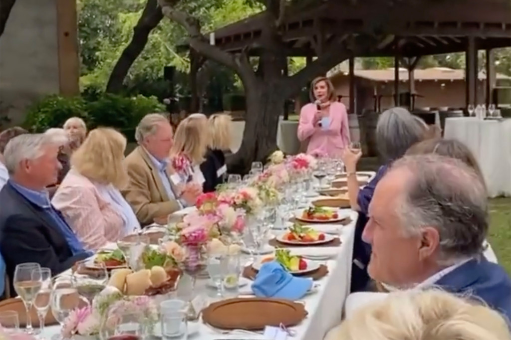 Video shows hoards of maskless people at Pelosi
fundraiser 1