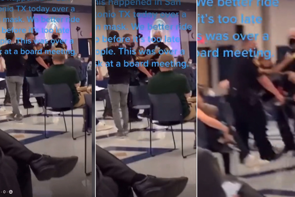 Texas cops carry maskless woman out of school board meeting,
video shows 1