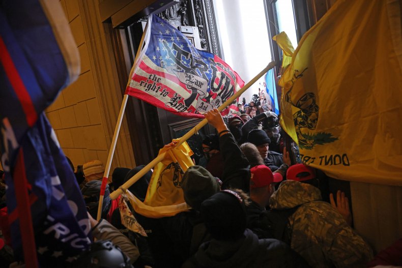 Girlfriend of Capitol Rioter Accused of Hitting Cops With
Stick Speaks at 'Justice for J6' 1