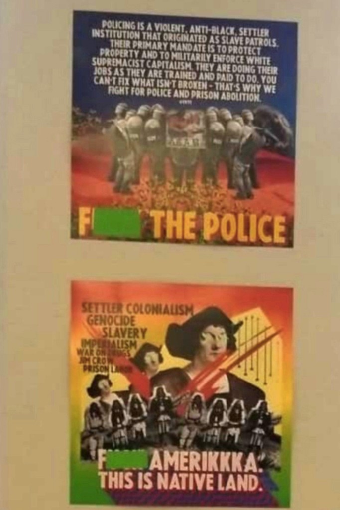 Photos show ‘F–k the Police,’ ‘F–k Amerikkka’ flags hanging
in Los Angeles classroom 1